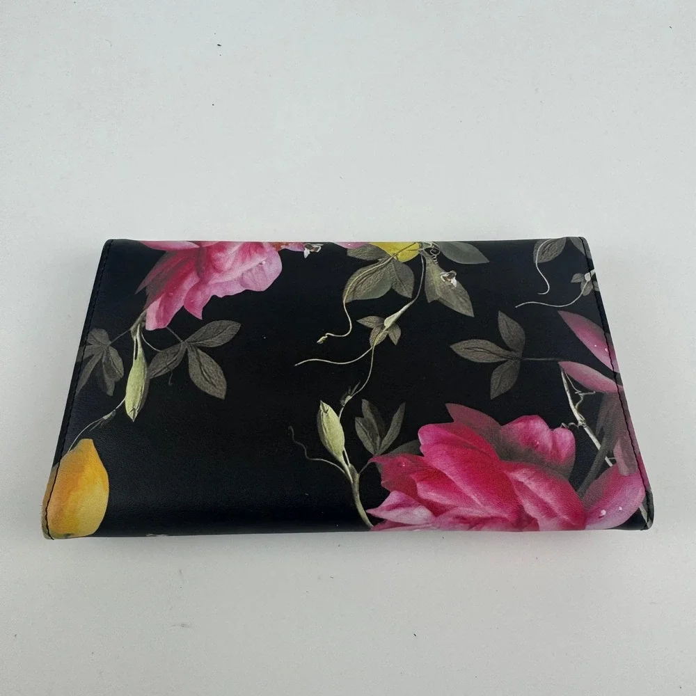 Ted Baker Floral Lemon Jewelry Roll Travel‎ Organizer Rose Gold Black Case